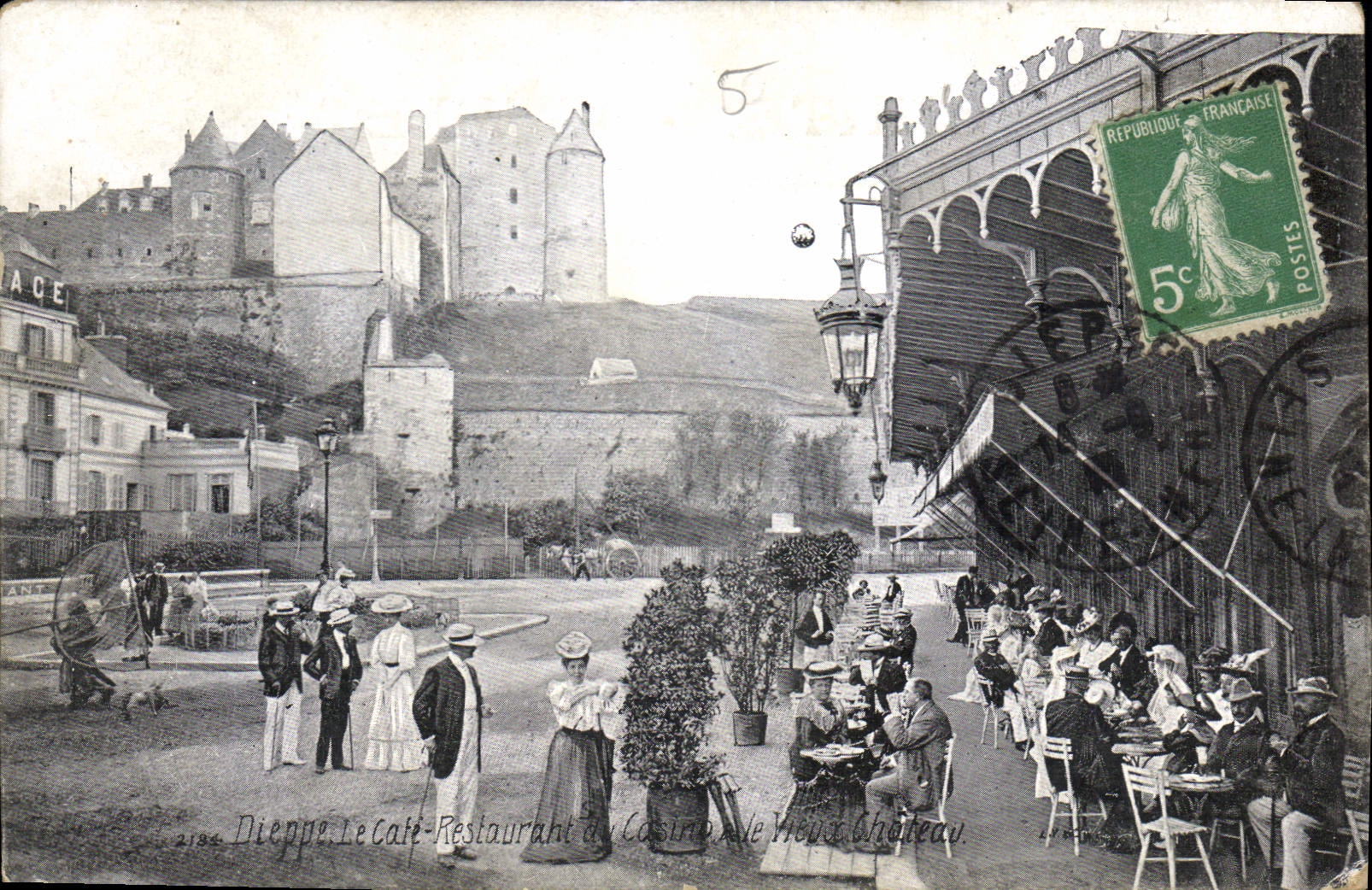 CPA Dieppe le Cafe Restaurante et Casino de chateau 