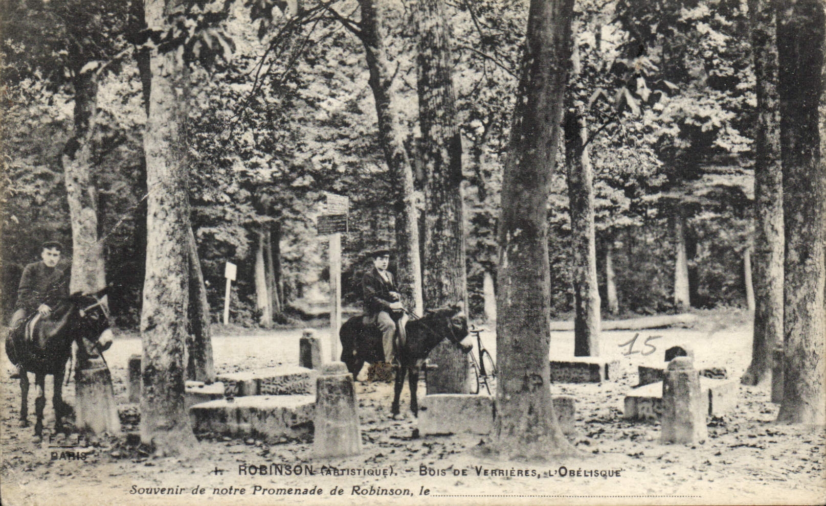 CPA Robinson Artistique Bois de Verrieres l'Obelisque Souvenir de notre Promenade de Robinson Ane Mu