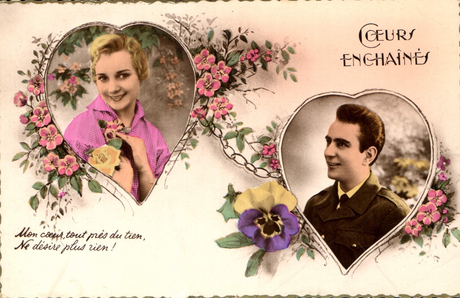 CPA Coeurs Enchaines Femme