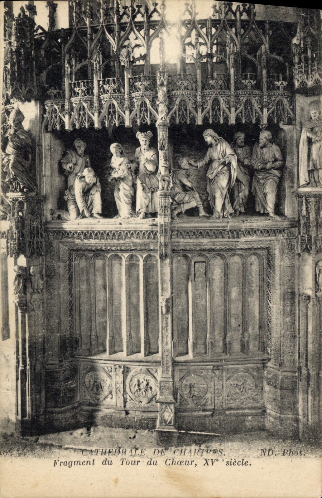 CPA Cathedrale de Chartres Fragment du Tour du Choeur XV siecle 