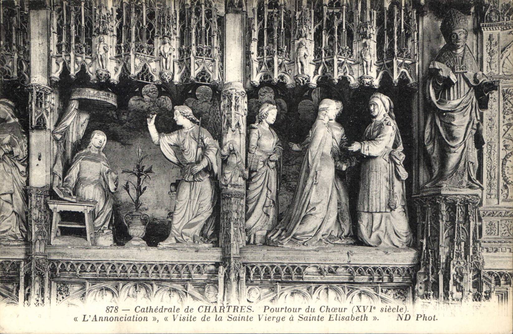 CPA Cathedrale de Chartres Pourtour du Choeur XVI siecle l'Annonciation Visite de la Sainte Vierge a