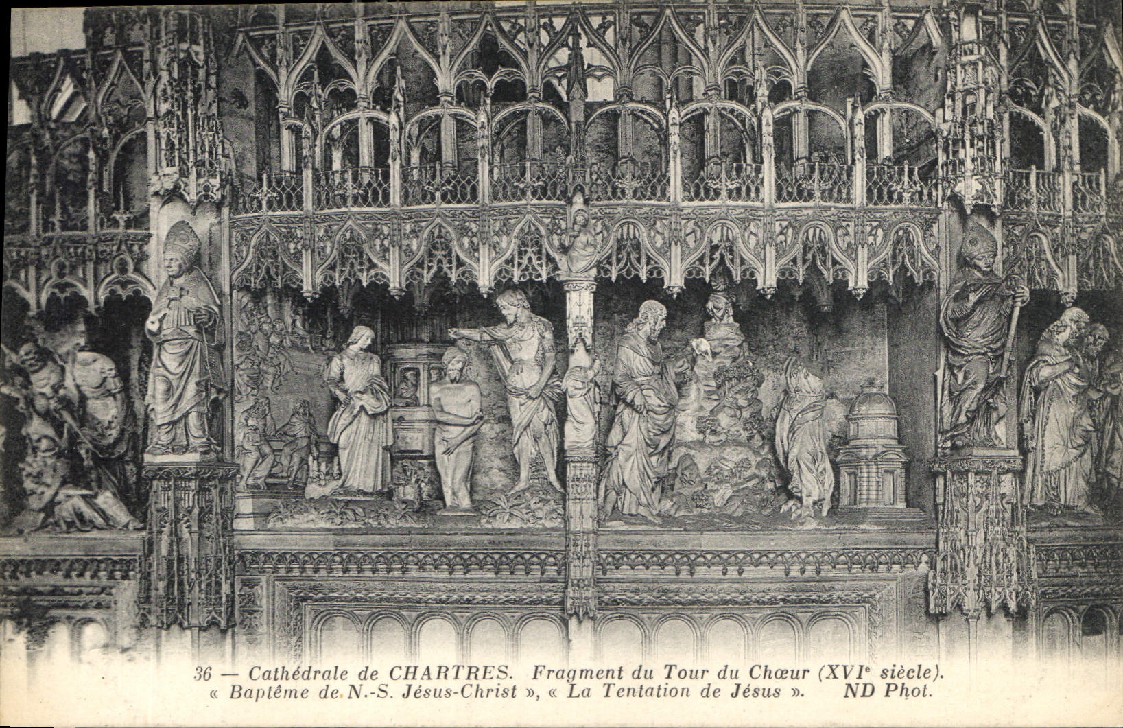 CPA Cathedrale de Chartres Fragment du Tour du Choeur XVI siecle Bapteme de N S Jesus Christ La Tent