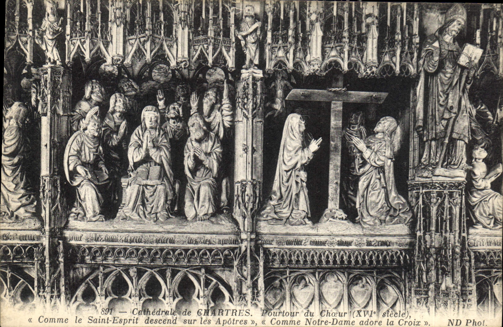CPA Cathedrale de Chartres Pourtour du Choeur XVI siecle Comme le Saint Esprit descend sur les Apotr
