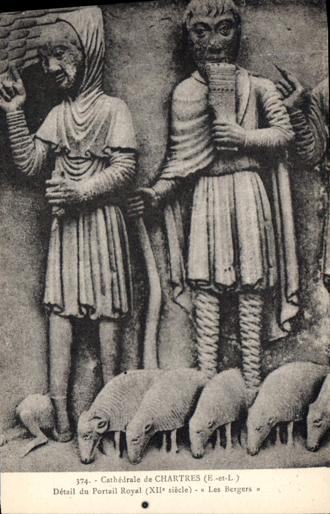CPA Cathedrale de Chartres E et L Detail du Portail Royal XII siecle Les Bergers