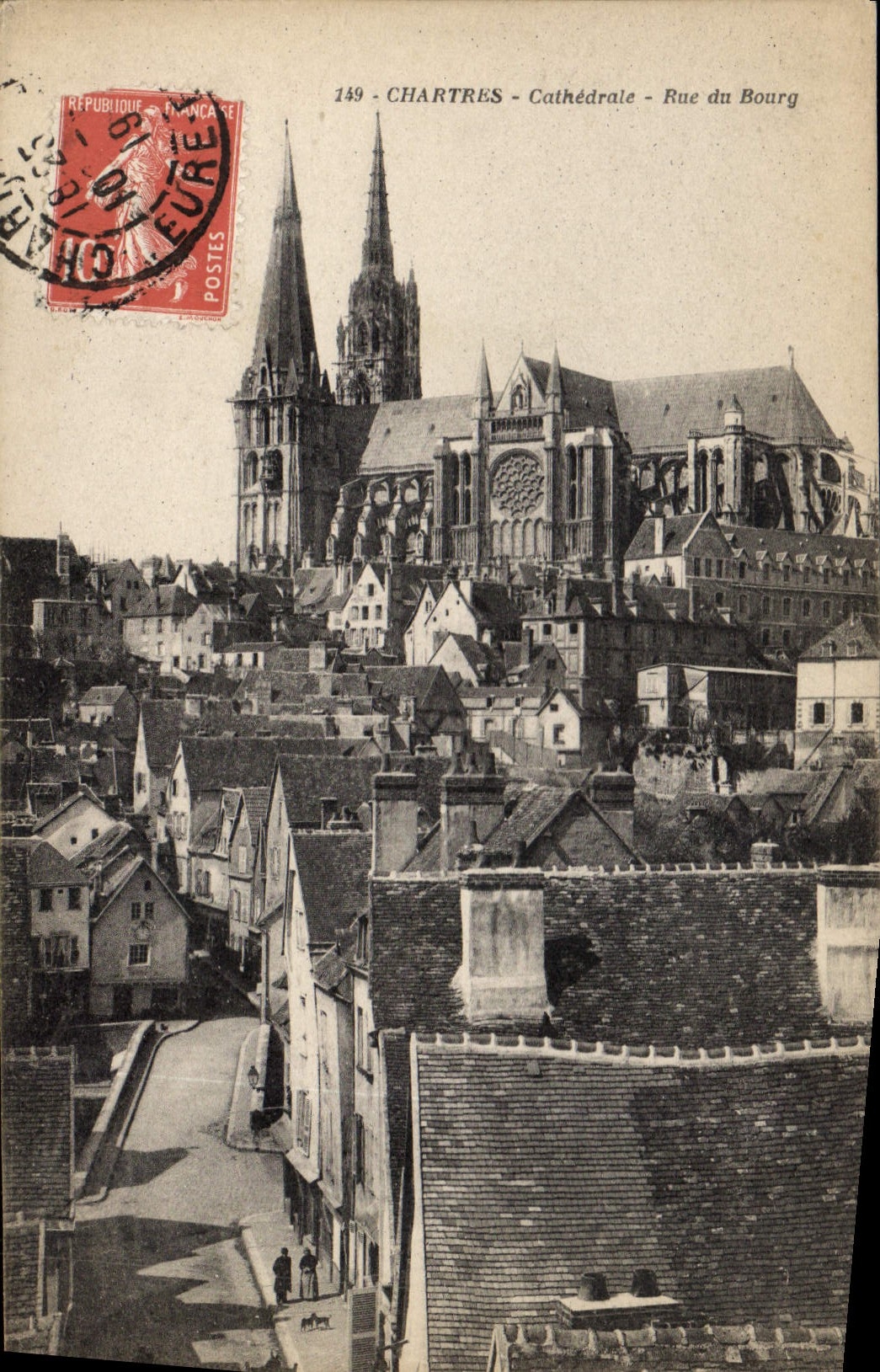 CPA Chartres Cathedrale Rue du Bourg 