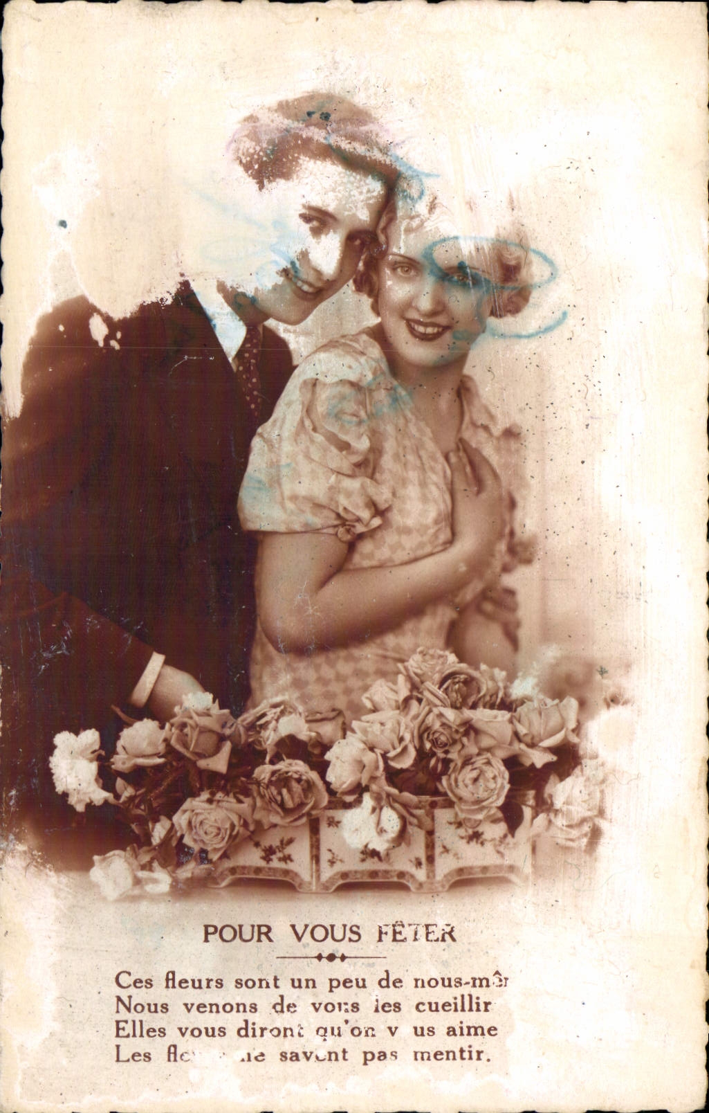 CPA Pour vous feter Femme