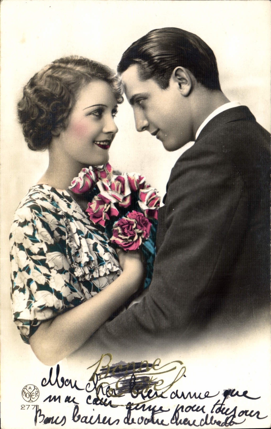 CPA Bonne annee Femme