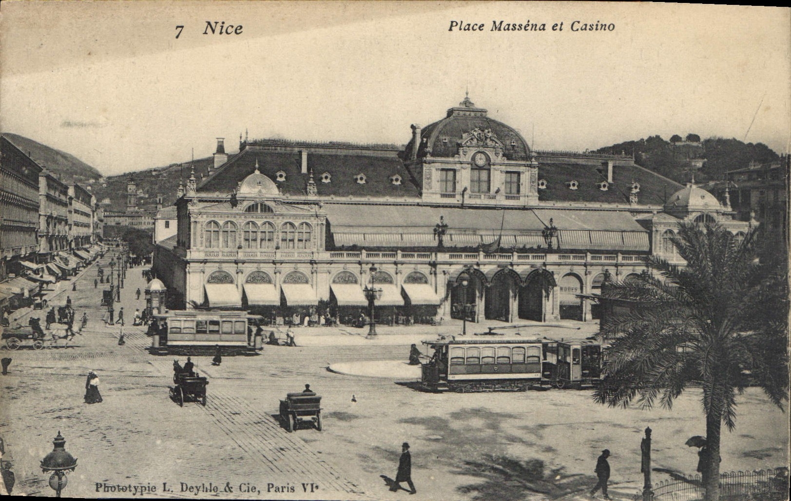 CPA Nice Place Massena et Casino Tramway