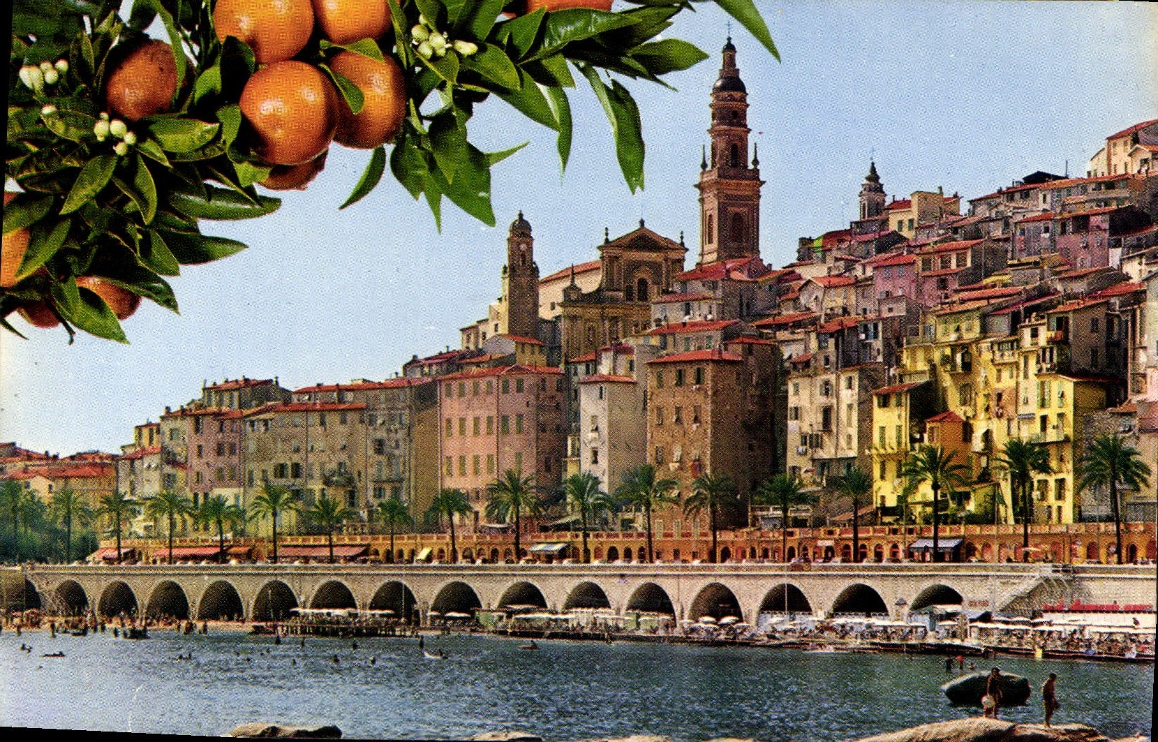 CPA Menton AM Les Plages des Sablettes et la Vieille Ville