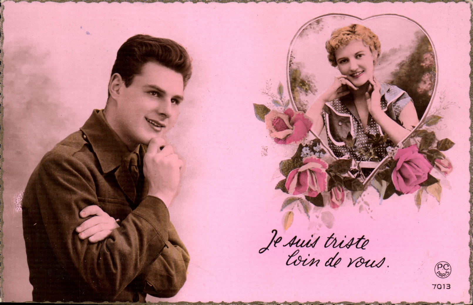 CPA Je suis triste coin de vous Femme