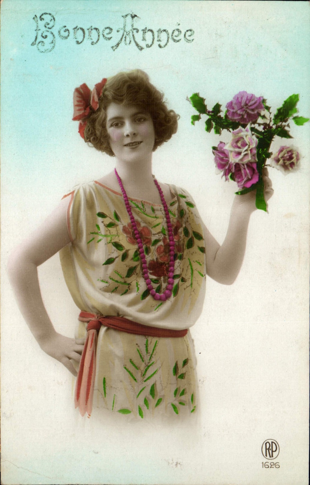 CPA Bonne Annee Femme