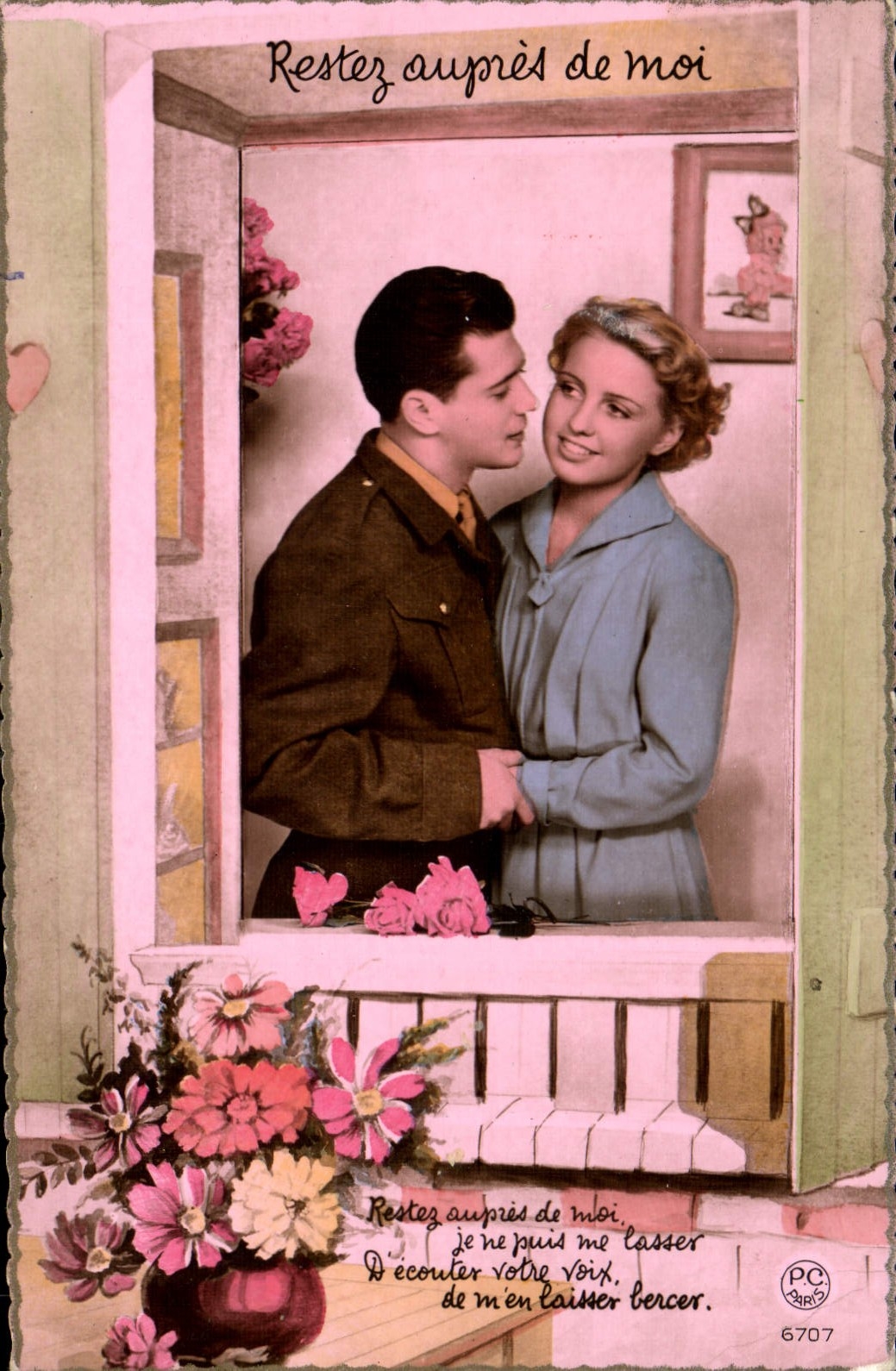 CPA Restez aupres de moi Femme