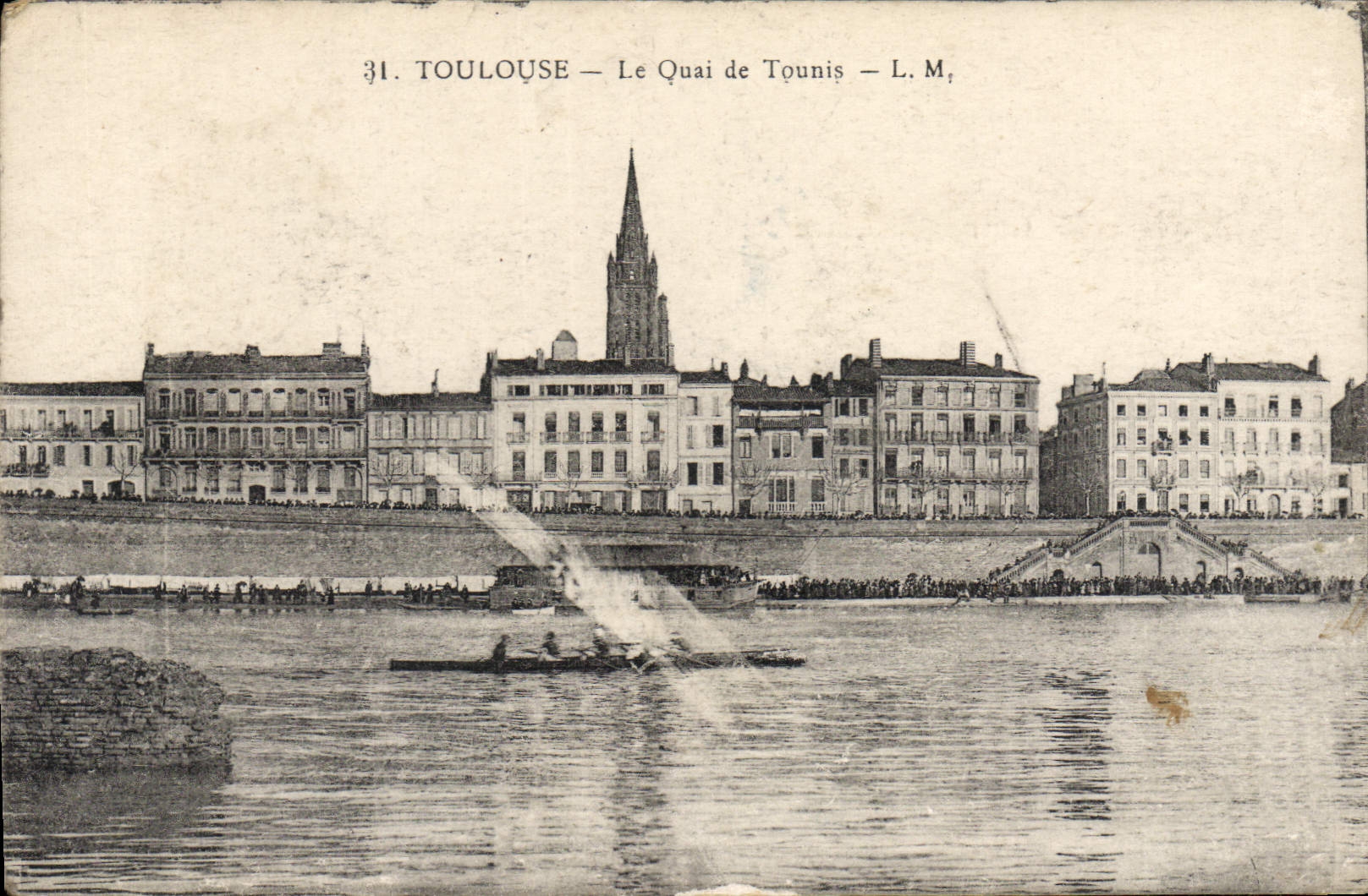 CPA Toulouse Le Quai de Tounis Canoe Bateau