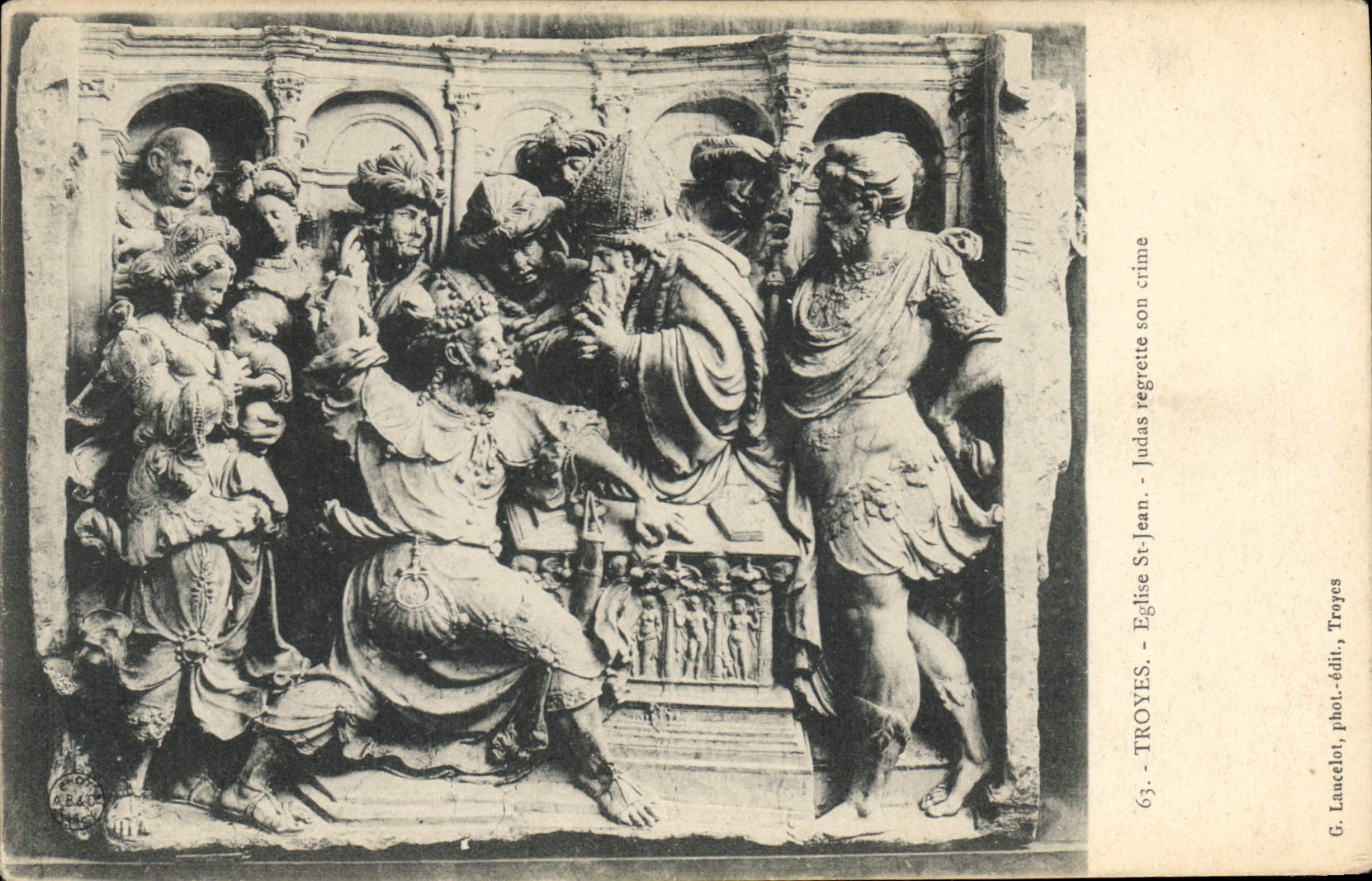 CPA Troyes Eglise Saint Jean Judas regrette son crime
