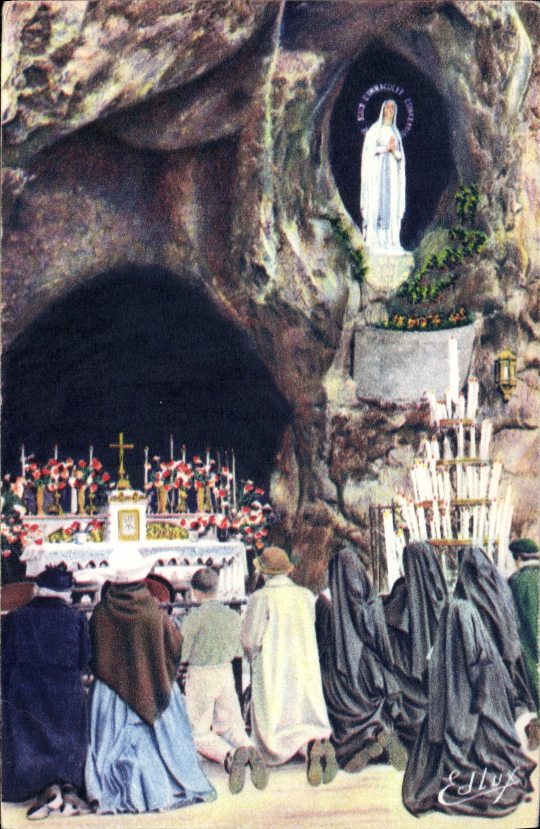 CPA Lourdes La Grotte Miraculeuse 