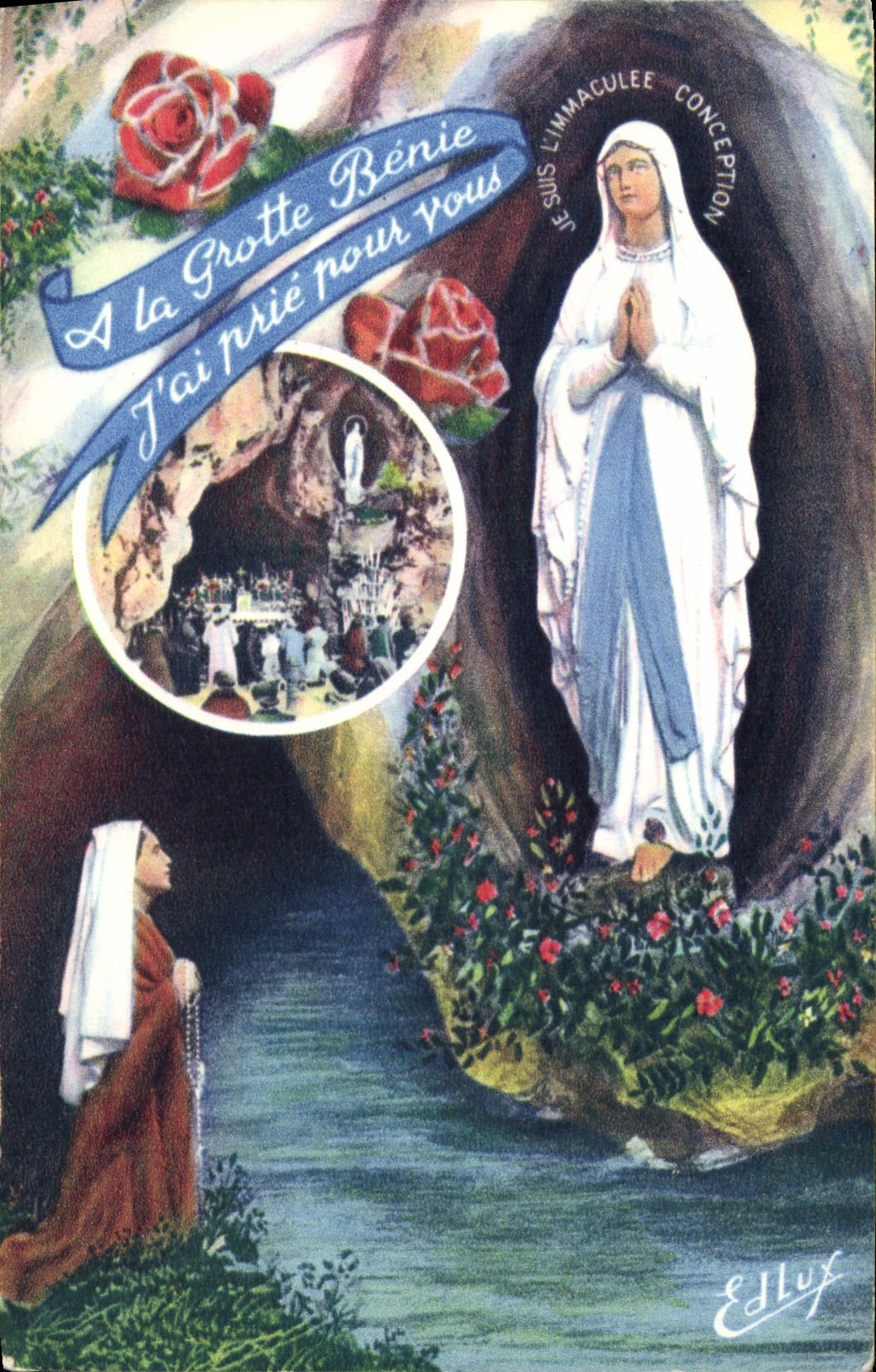 CPA Lourdes L'Apparition et la Grotte Miraculeuse 