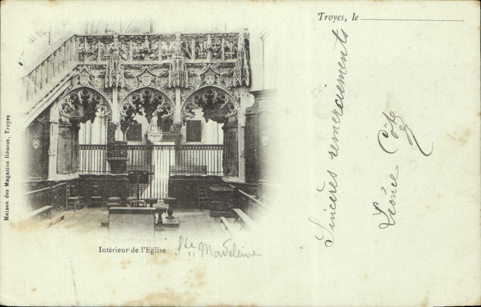 CPA Troyes Interieur de l'Eglise Carte precurseur