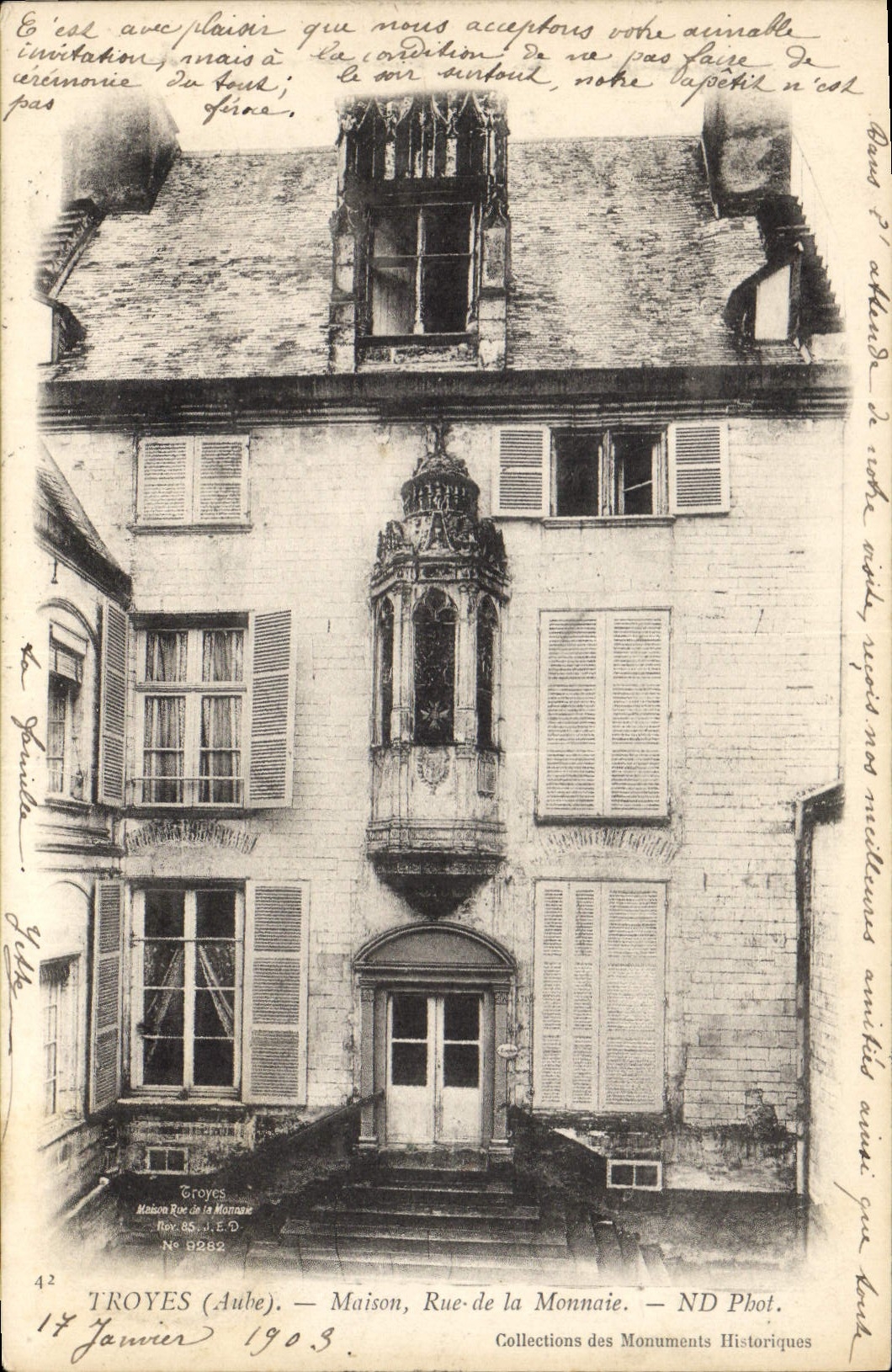 CPA Troyes  Aube Maison Rue de la Monnaie Carte precurseur