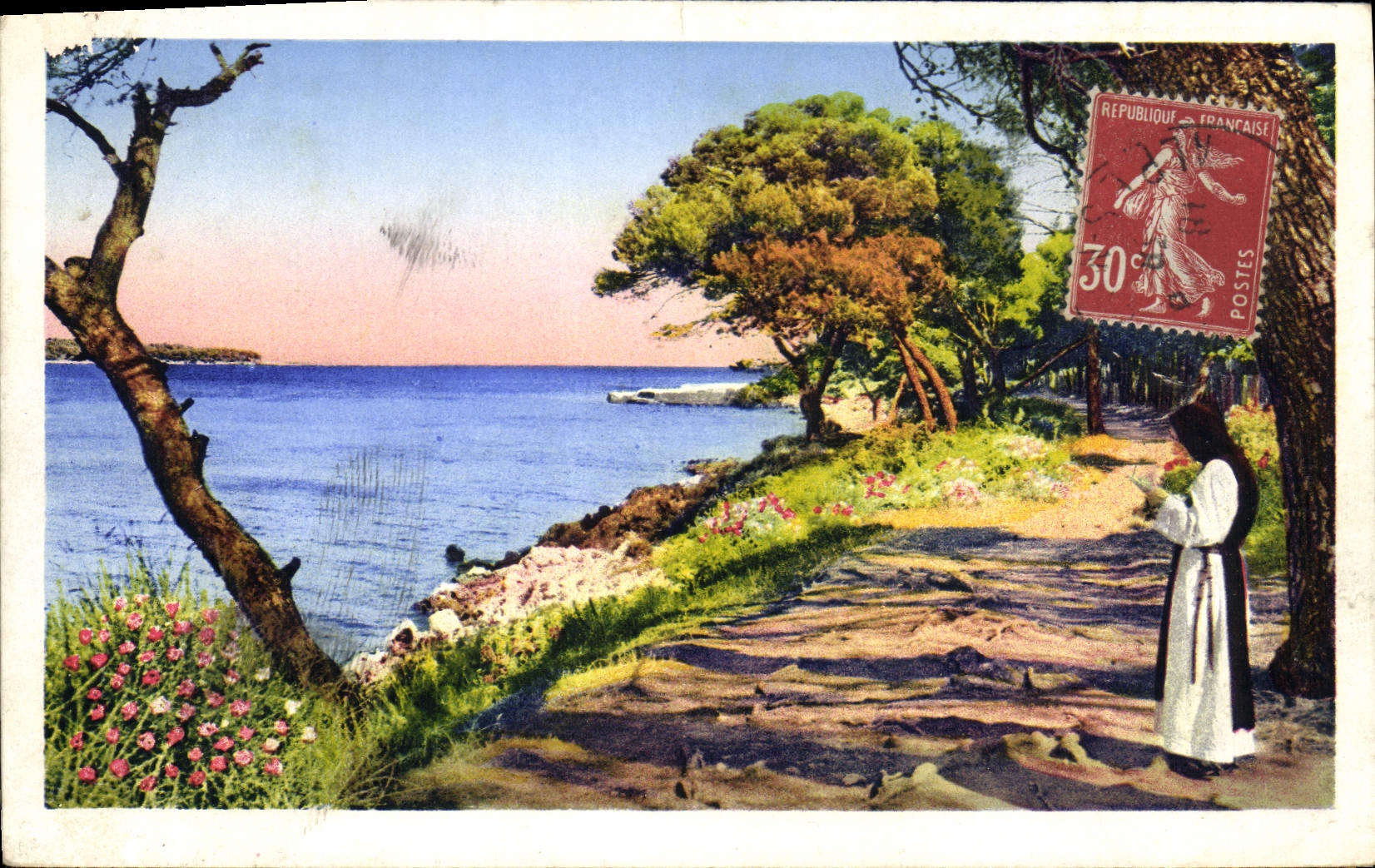 CPA Ile Saint Honorat Meditation sous les Pins seculaires 