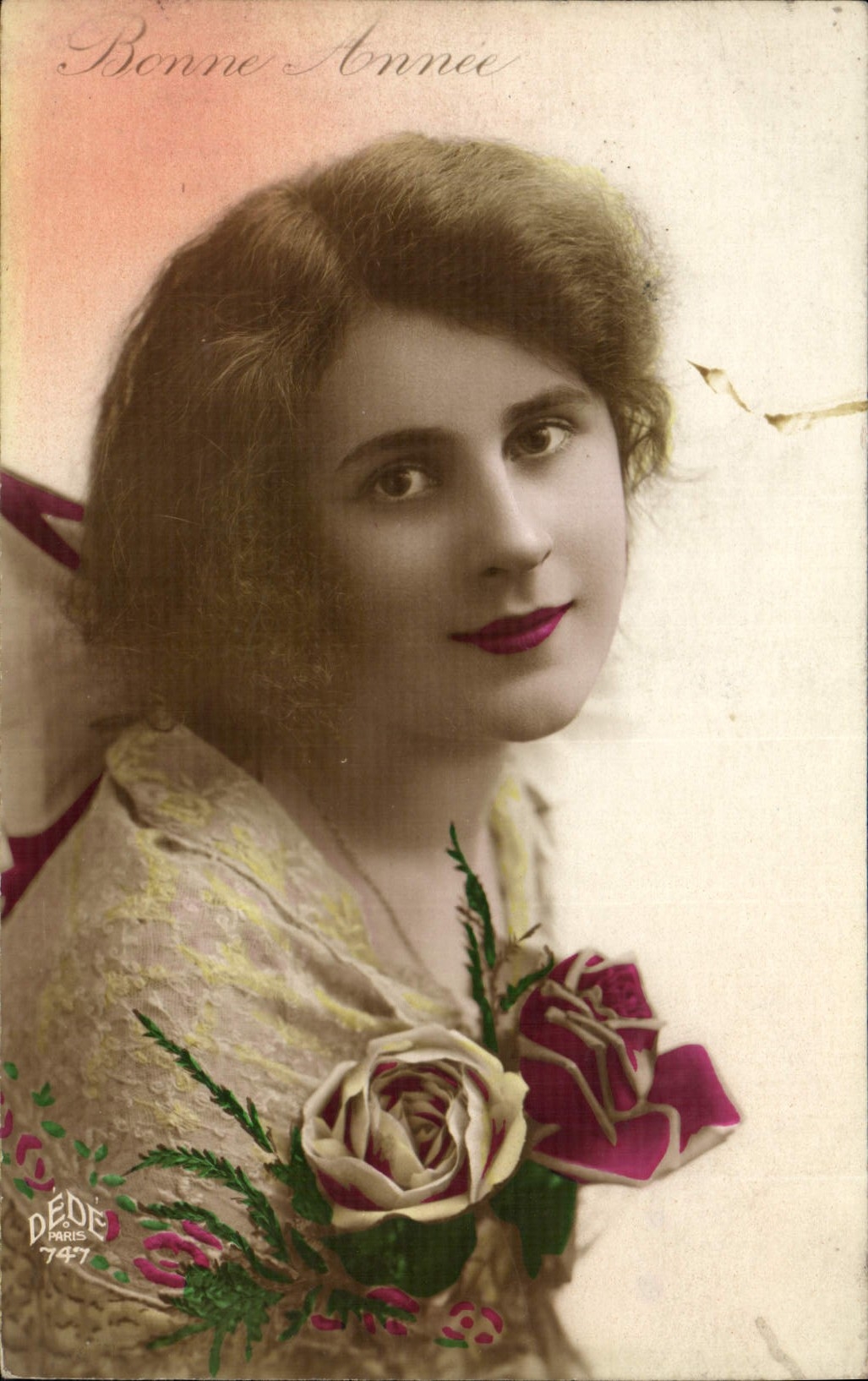 CPA Bonne Annee Femme