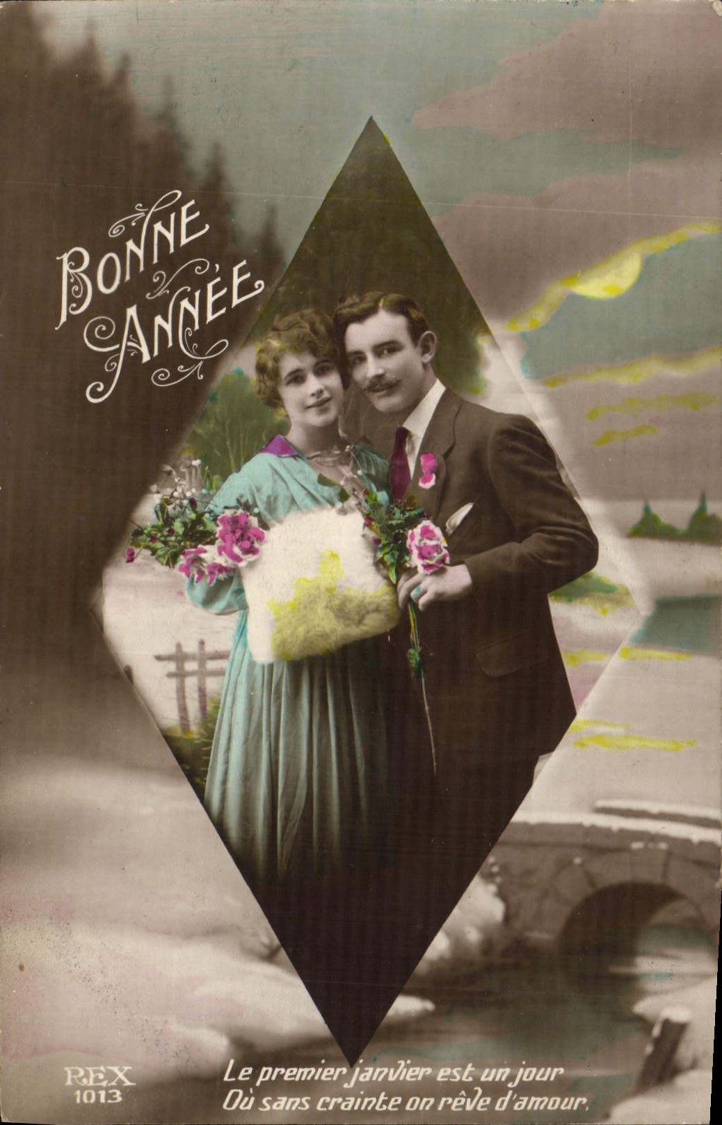 CPA Bonne Annee Femme