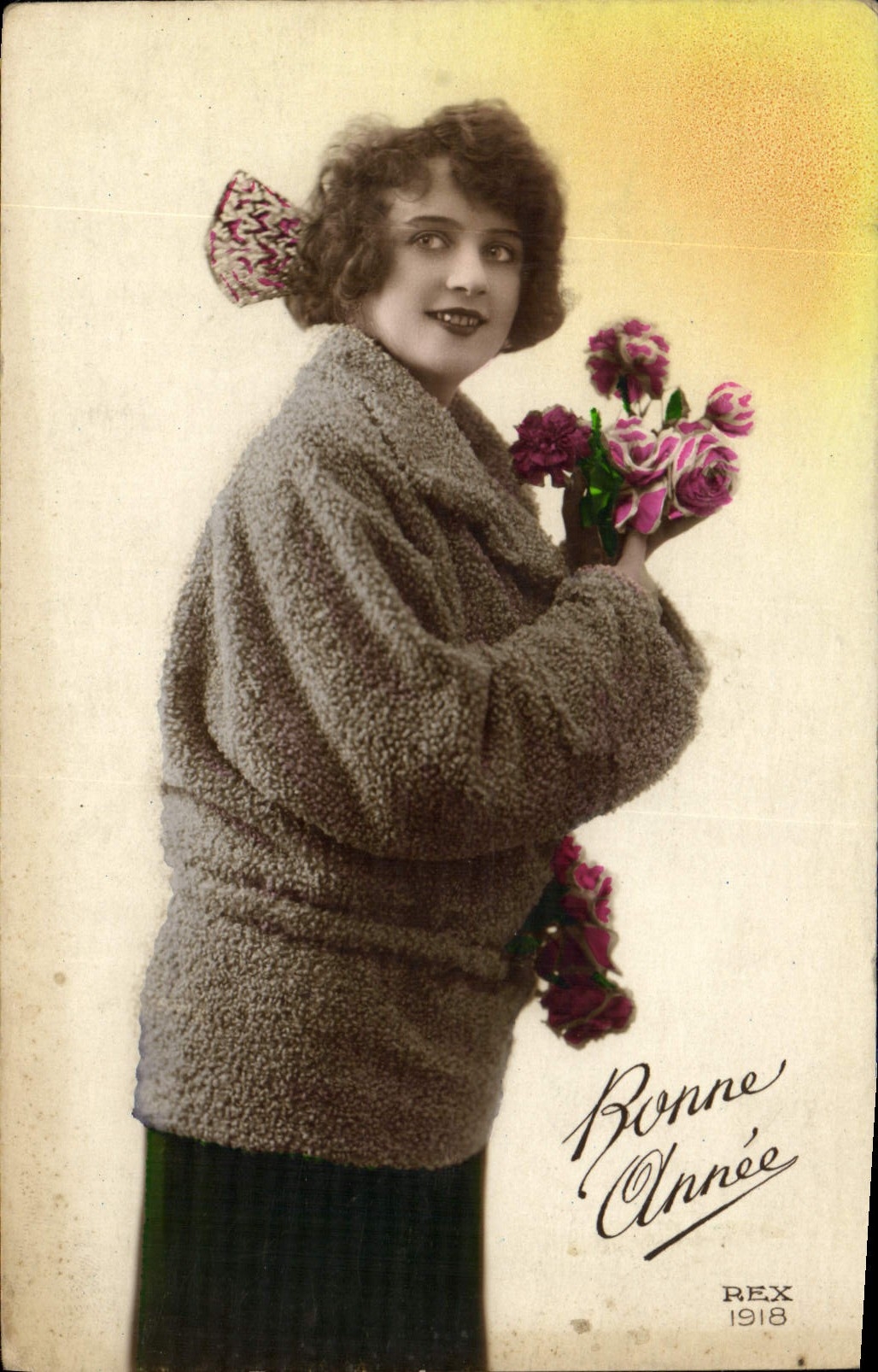 CPA Bonne Annee Femme