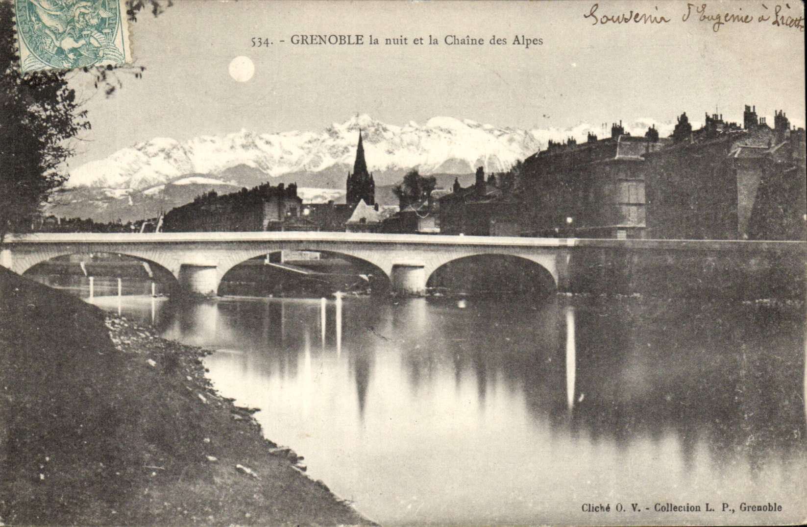 CPA Grenoble la nuit et la Chaine des Alpes 