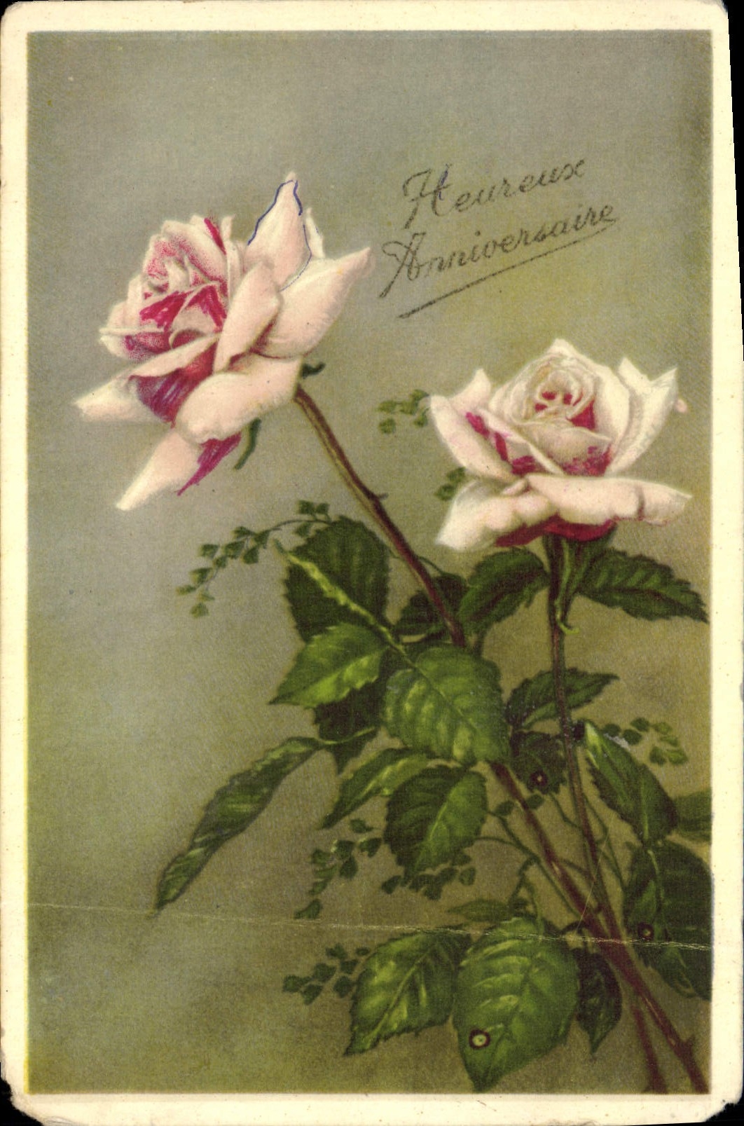 CPA Heureux Anniversaire Fleurs