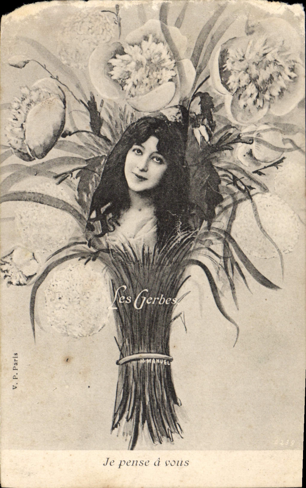 CPA Je pense a vous Femme