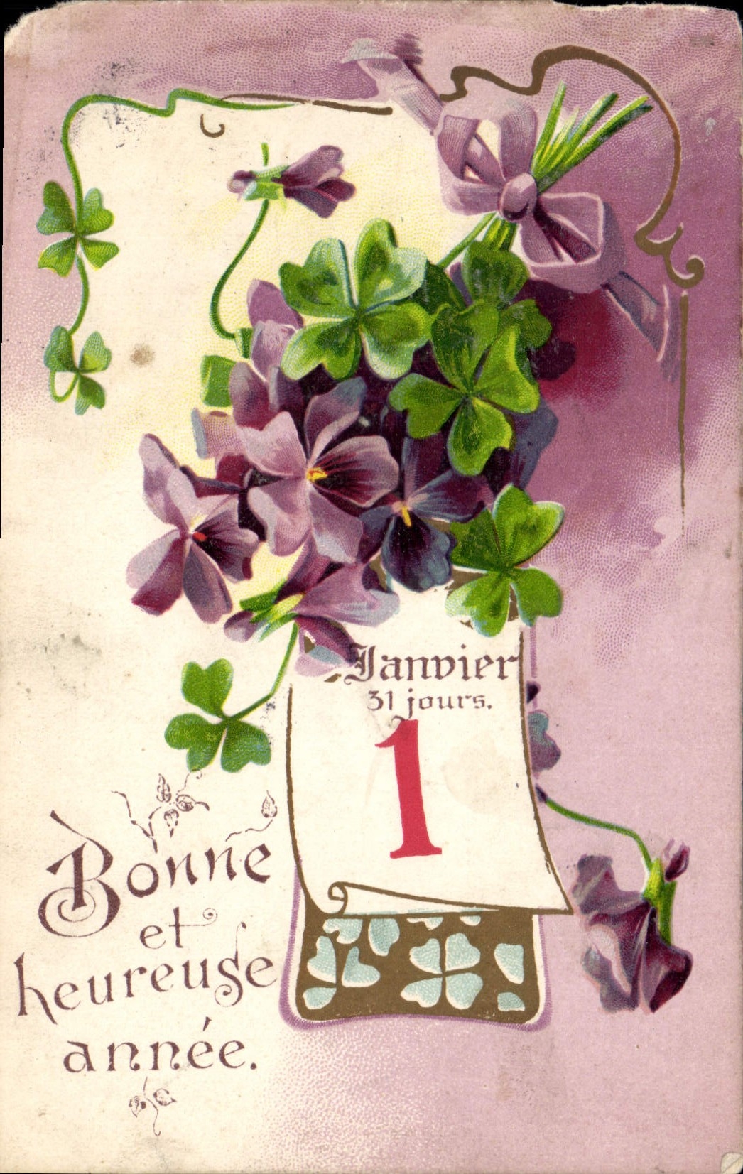 CPA Bonne et heureuse annee Fleurs
