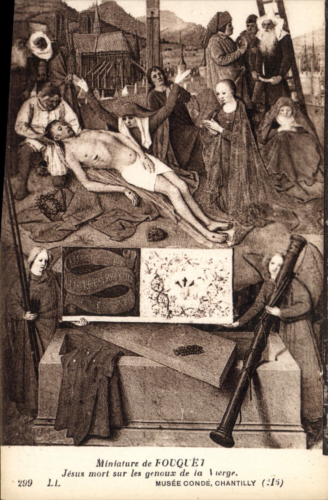 CPA Miniature de Fouquet Jesus mort sur les genoux de la Vierge Musee Conde Chantilly 