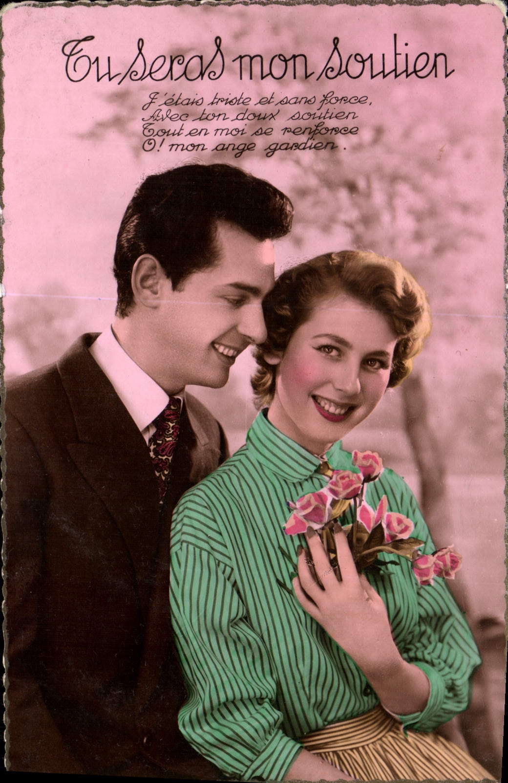 CPA Un seras mon soutien Femme