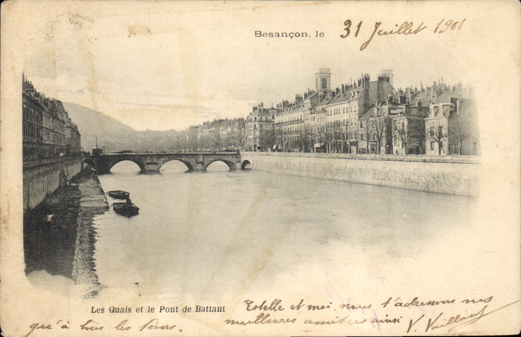CPA Besancon les Quais et le Pont de Battant 
