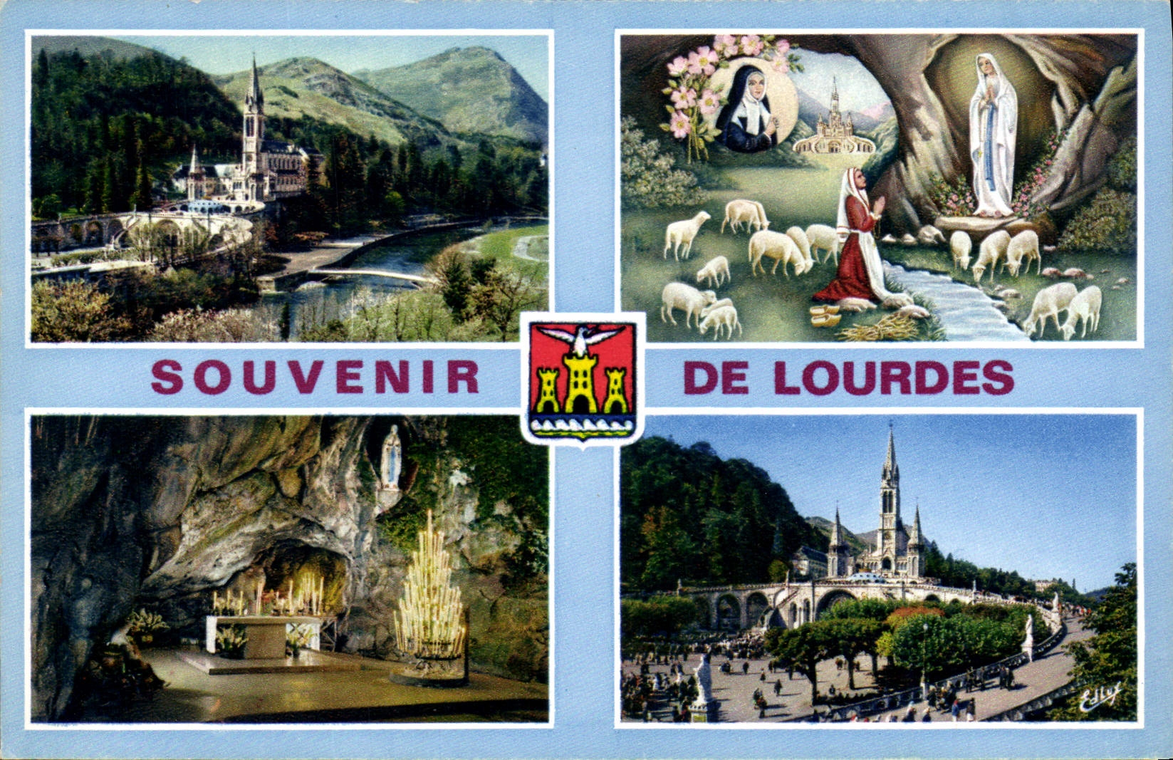 CPA Lourdes la Basilique l'Apparition la Grotte l'Esplanade 