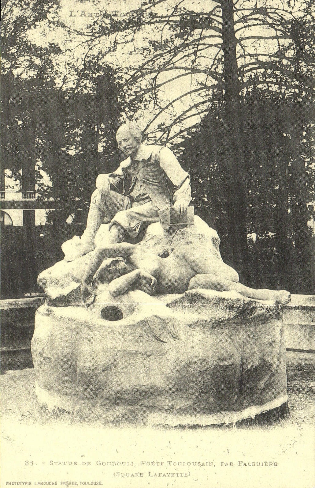 REPRO Statue de Goudouli Poete Toulousain par Falguiere Square Lafayette
