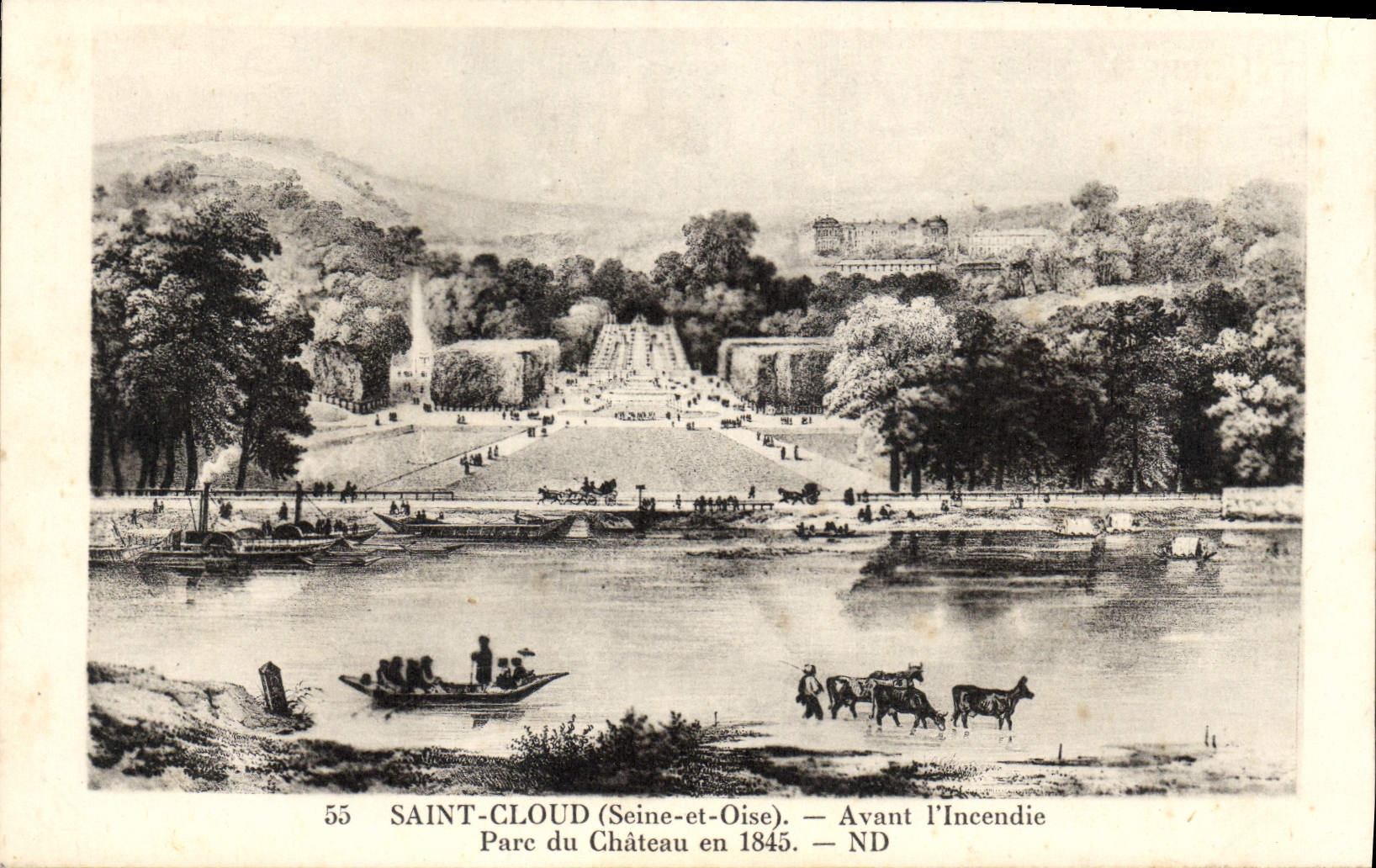 CPA Saint Cloud Seine et Oise Avant l'Incendie Parc du Chateau en 1845 