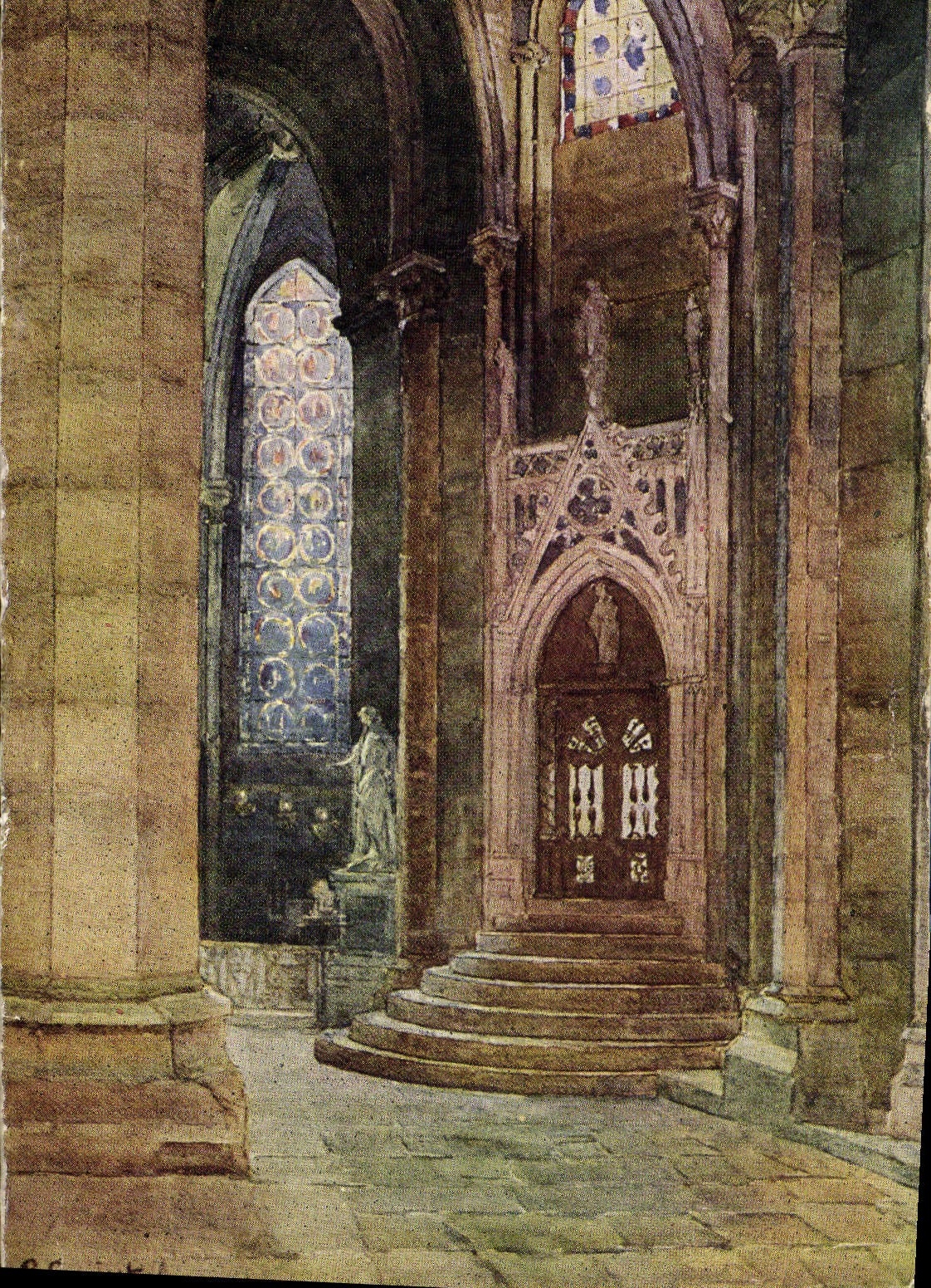 CPA Cathedrale de Chartres Deambulatoire d'apres un tableau de Mile Saint 