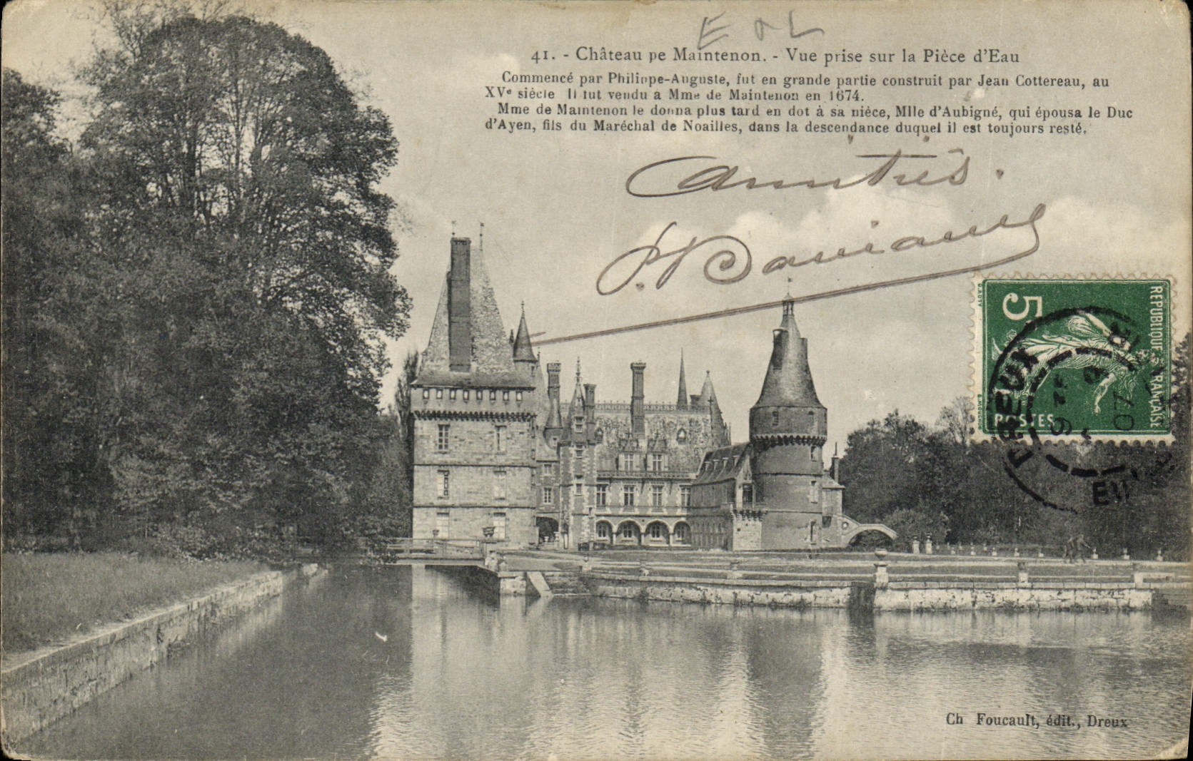 CPA Chateau de Maintenon Vue prise sur la Piece d'Eau