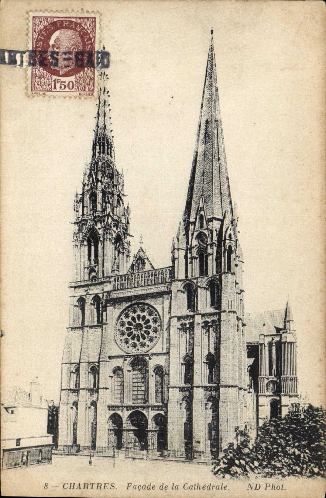 CPA Chartres Facade de la Cathedrale 