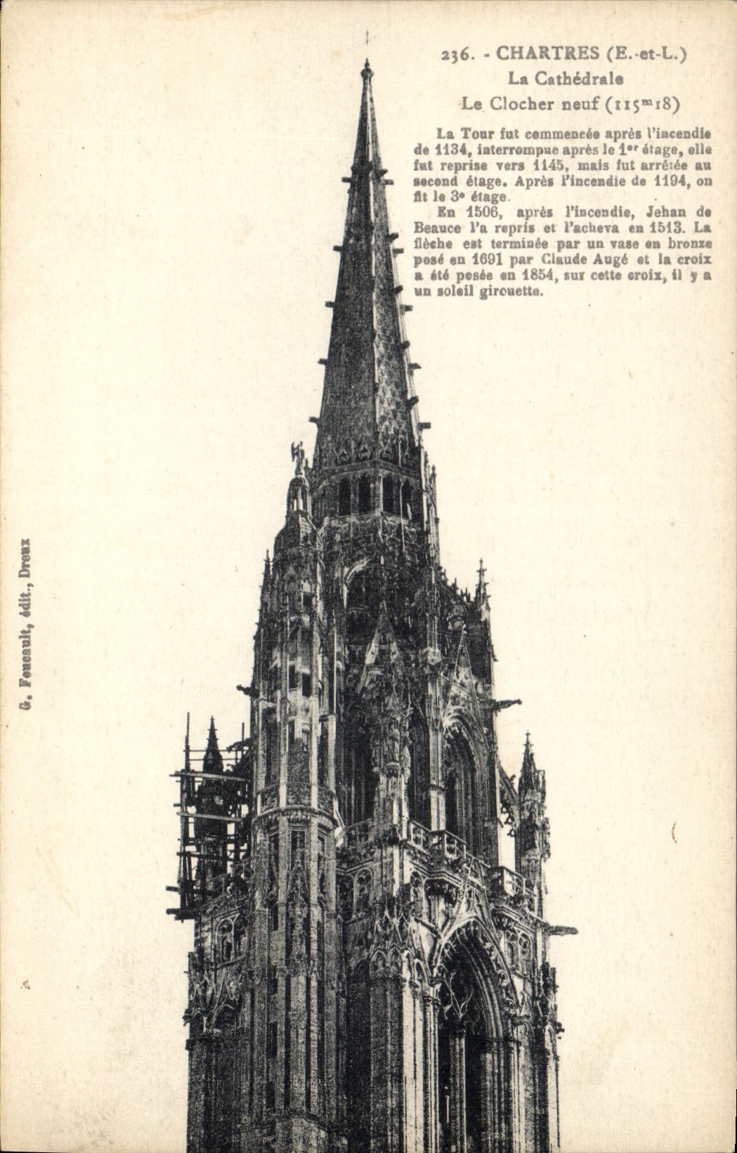 CPA Chartres E et L La Cathedrale Le Clocher neuf 