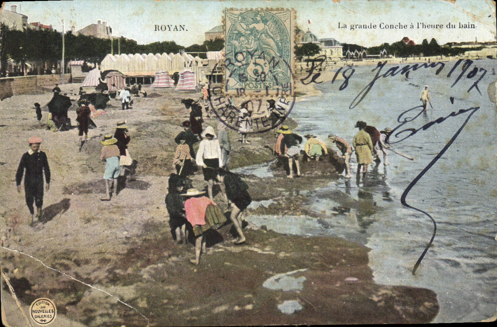 CPA Royan La grande Conche a l'heure du bain 
