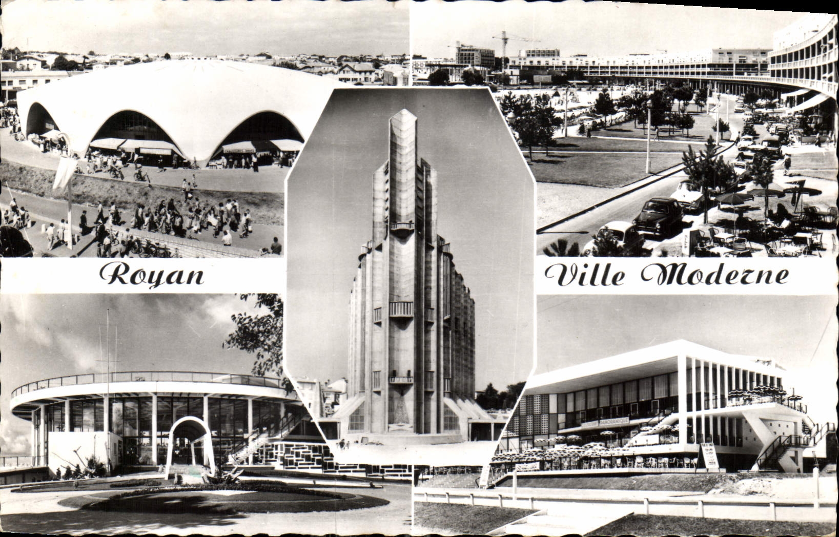 CPM Royan Ville Moderne Marche couvert Le front de mer Eglise Le casino Palais des Congres