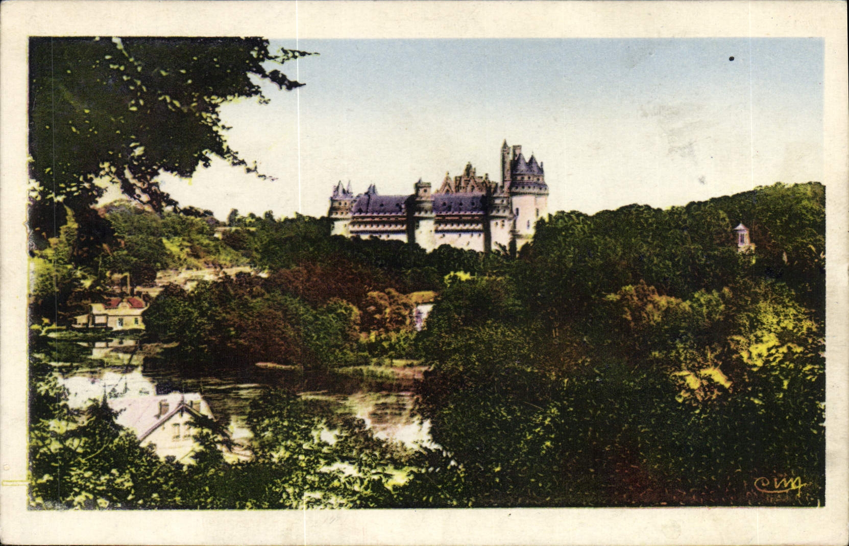CPA Pierrefonds Oise Le Chateau le Lac et l'Eglise