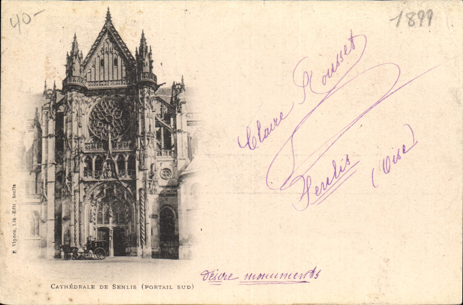 CPA Cathedrale de Senlise Portail Sud Carte 1899