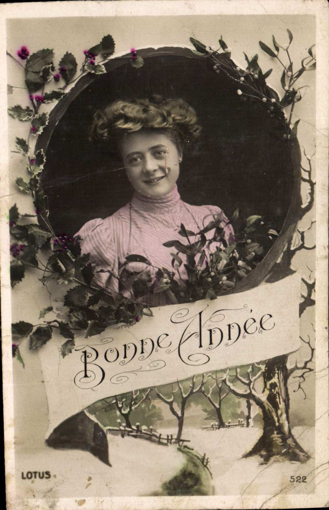 CPA Bonne Annee Femme