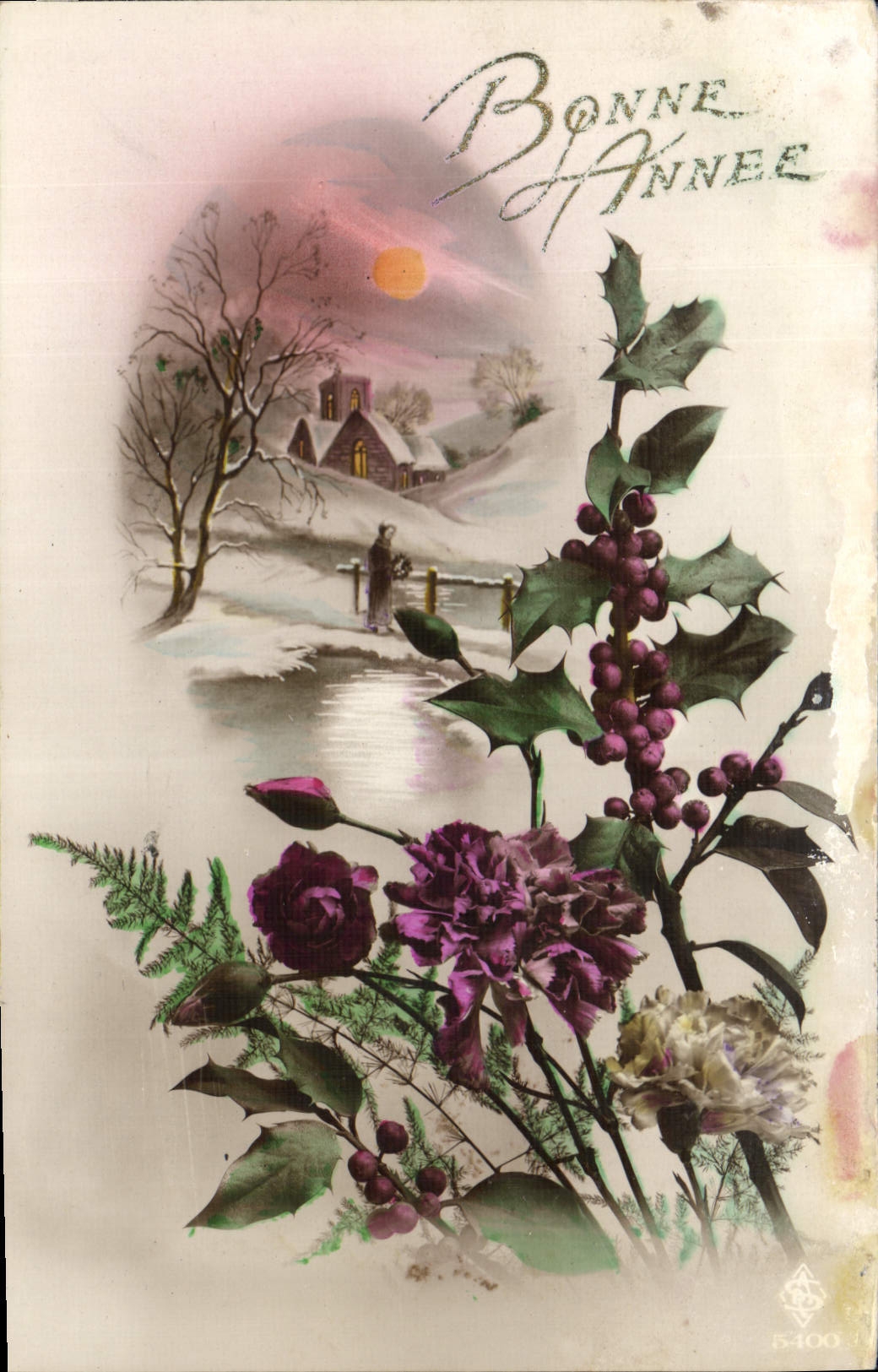 CPA Bonne Annee Fleurs