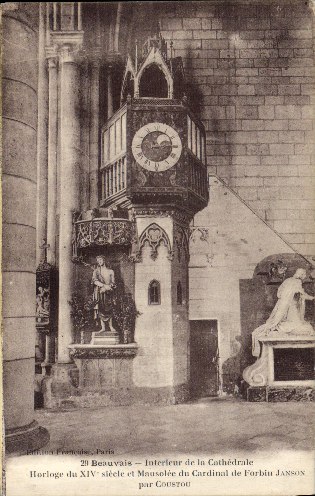 CPA Beauvais Interieur de la Cathedrale Horloge du XIV siecle et Mausolee du Cardinal de Forbin Jans