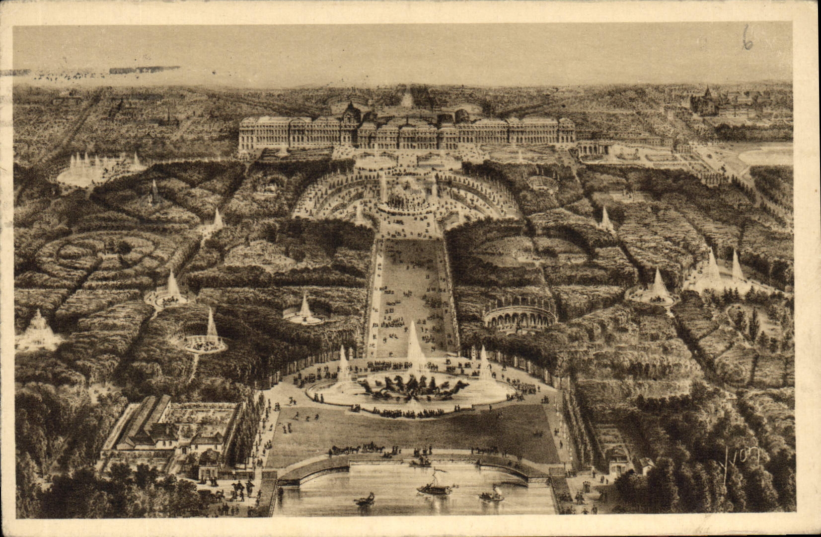 CPA Splendeurs et Charmes de Versailles le Palais et le Parc vus a vol d'oiseau 