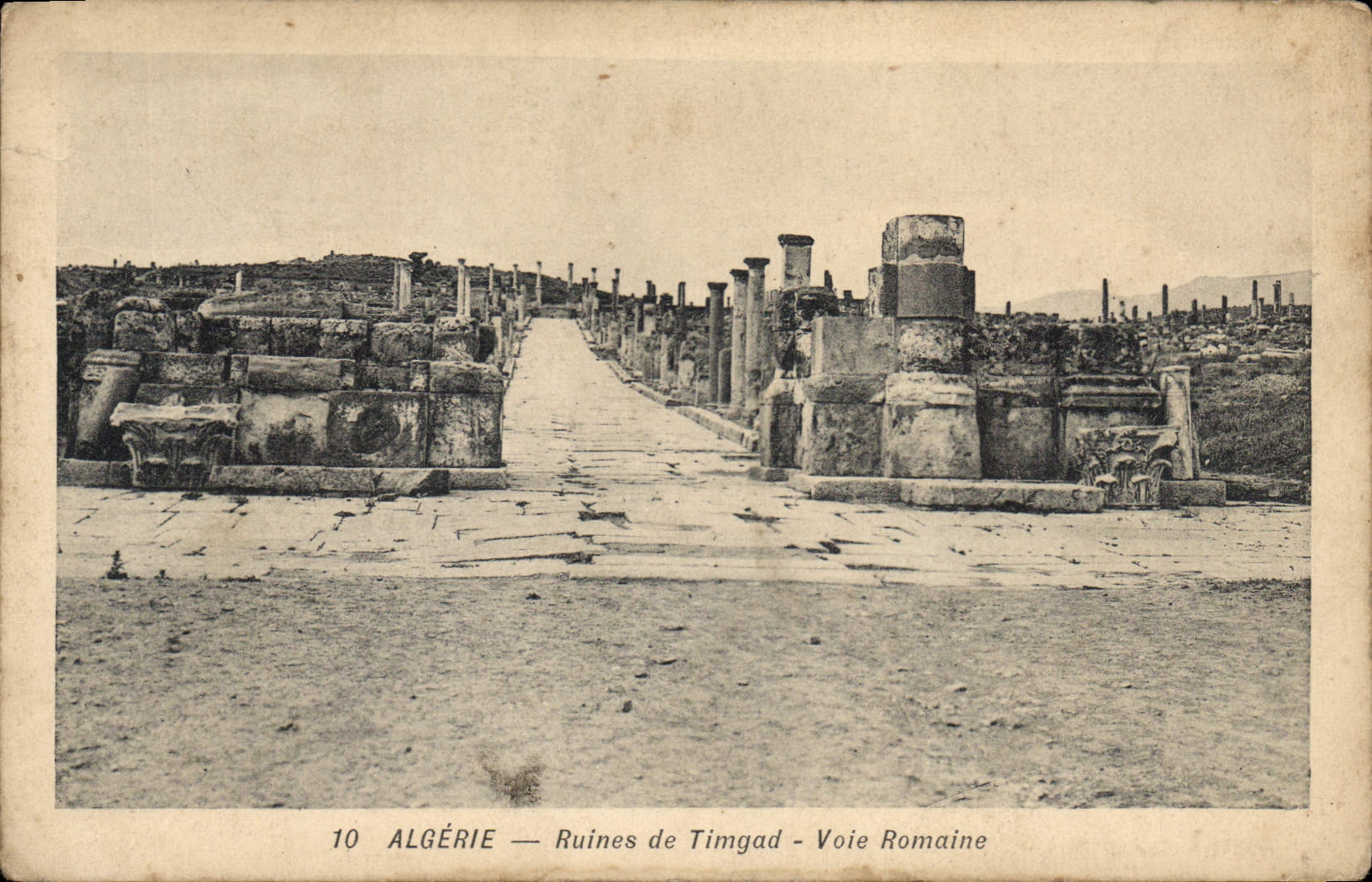 CPA Algerie Ruines de Timgad Voie romaine 