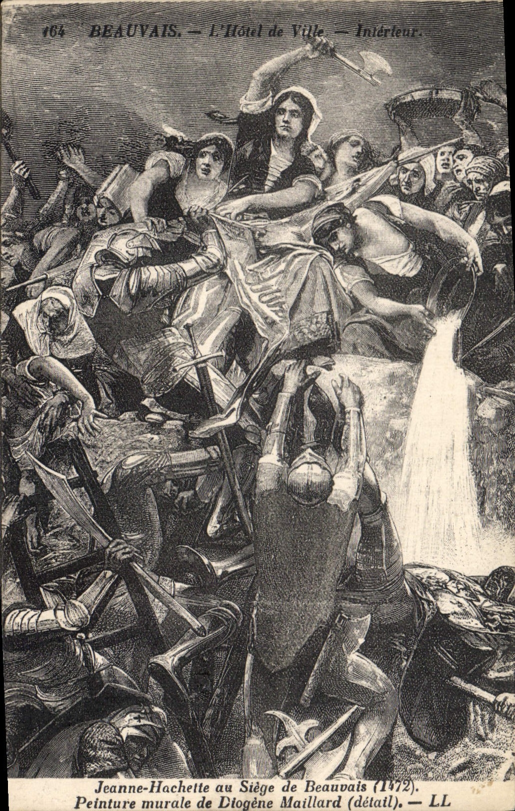 CPA Beauvais L'Hotel de Ville Interieur  Jeanne Hachette au siege de Beauvais 1472 Peinture murale d